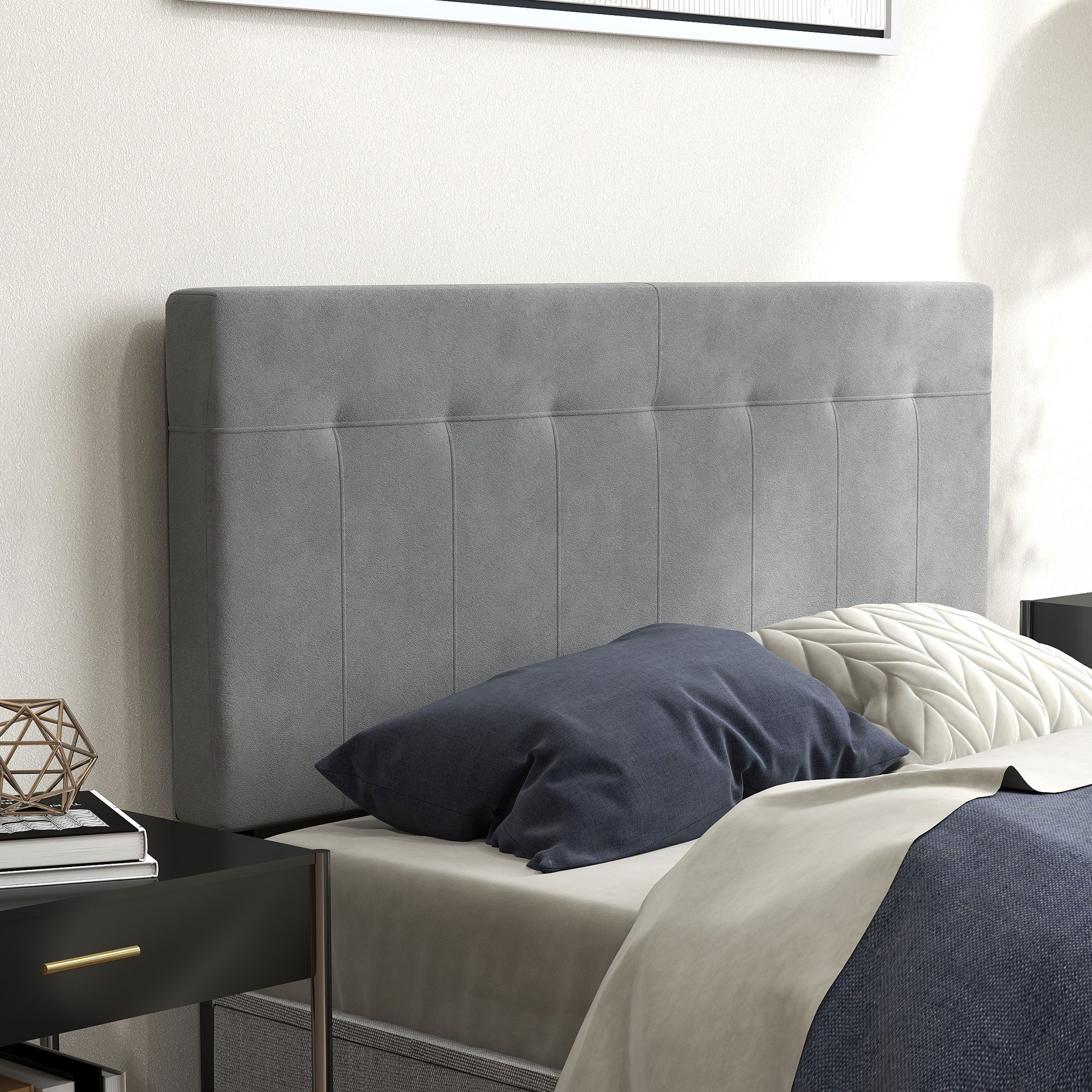 HOMCOM Kopfteil 3-fach höhenverstellbar Bettkopfteil mit Metallbeinen gesteppt, (Bettkopfteil, 1 St., Polsterkopfteil für Bett), für Schlafzimmer, Grau