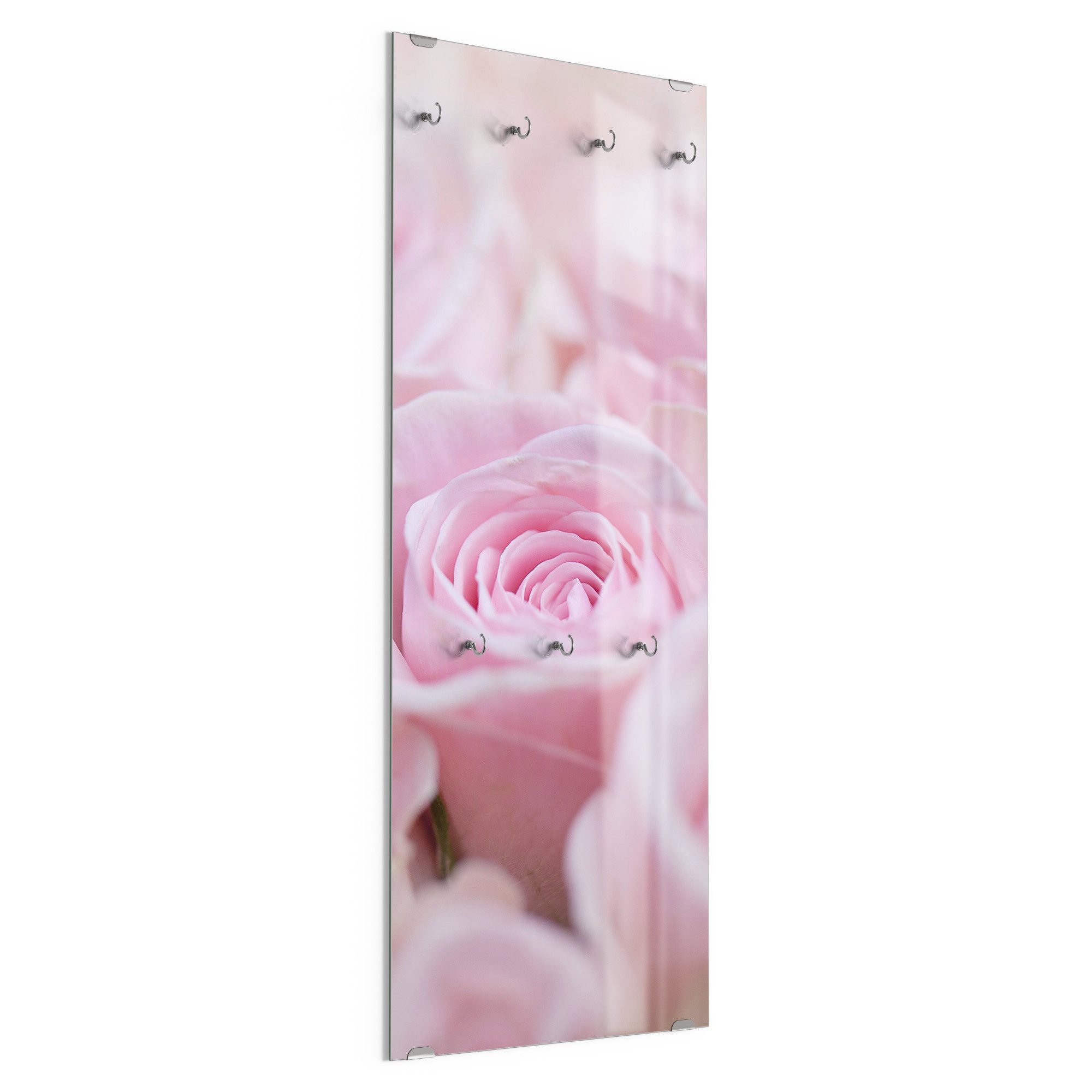 DEQORI Kleiderhaken 'Zarte Rosenblüten', Glas Garderobe hängend Flur Jackenhalter modern Wandgarderobe Haken