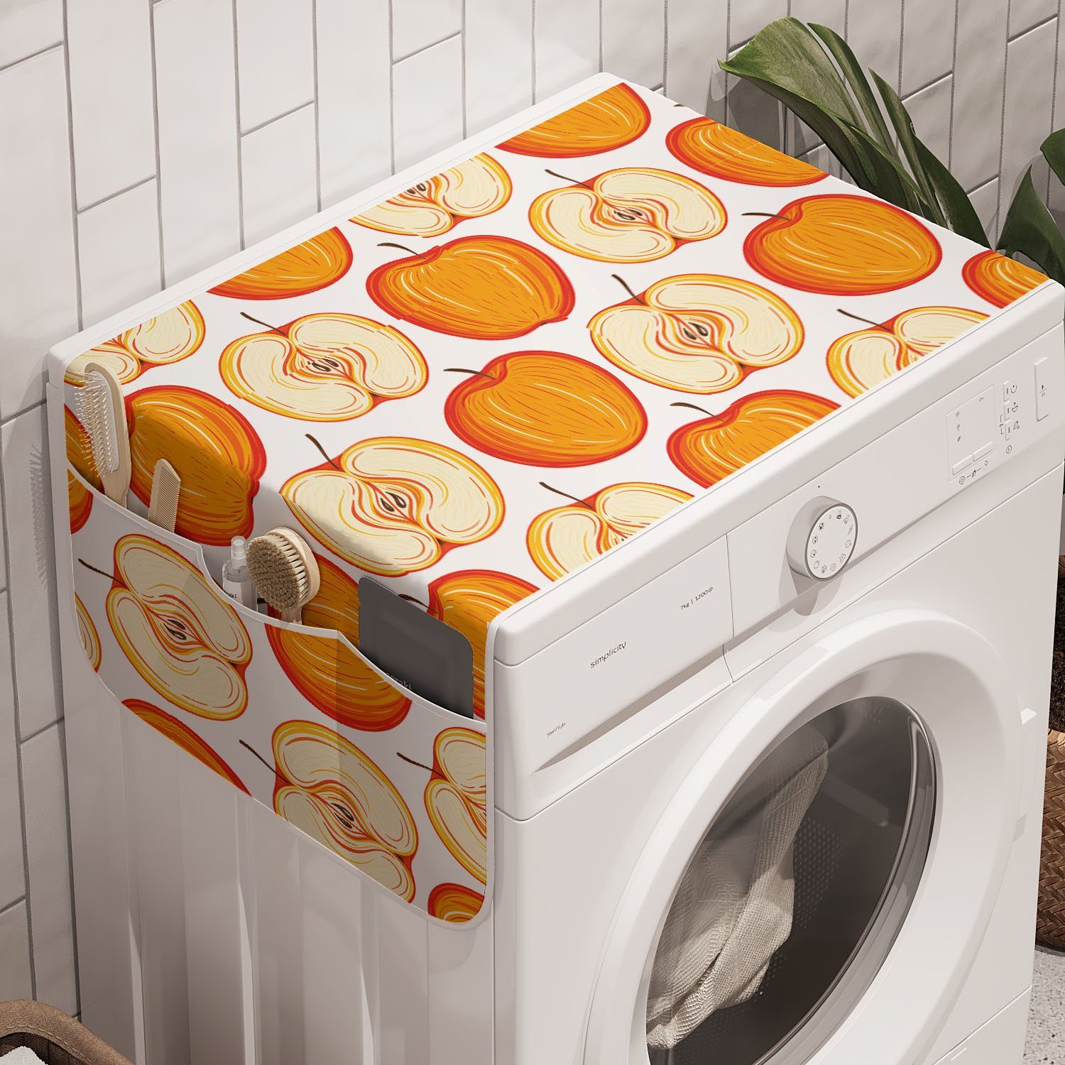 Abakuhaus Badorganizer Anti-Rutsch-Stoffabdeckung für Waschmaschine Warmen Apfel Fruity und Artikel Trockner, Farben