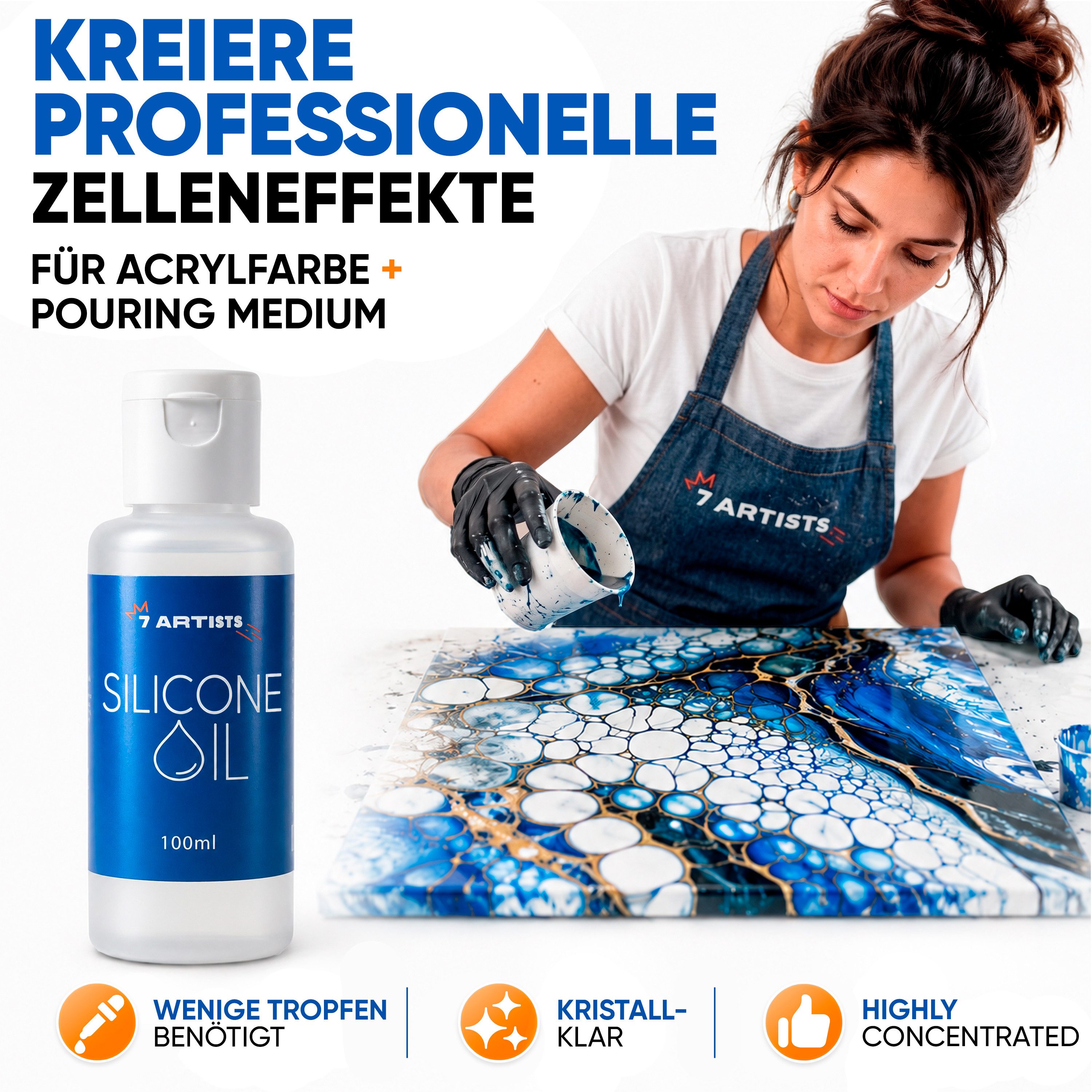 7 Artists Bastelfarbe Silikonöl für Acrylfarben & Pouring Medium - Silikonöl Pouring