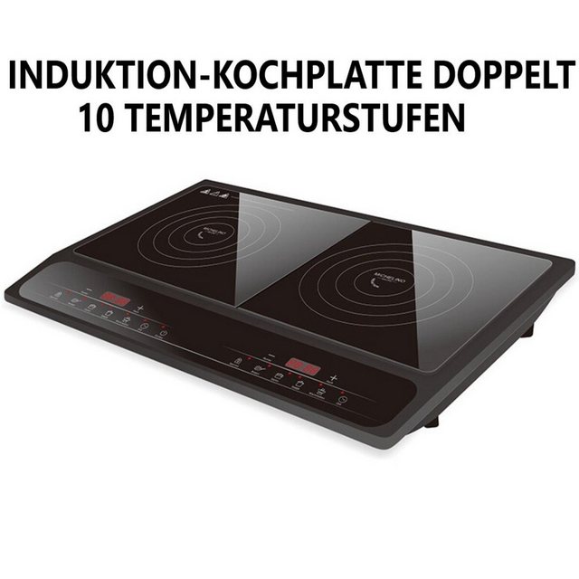 KESSMANN MICHELINO Doppel-Induktionskochplatte Induktion Kochfeld 2 Platten Induktionsherd Doppelt Induktionskochfeld, Kochplatte Doppelinduktionskochplatte Induktionskochplatte autark LCD