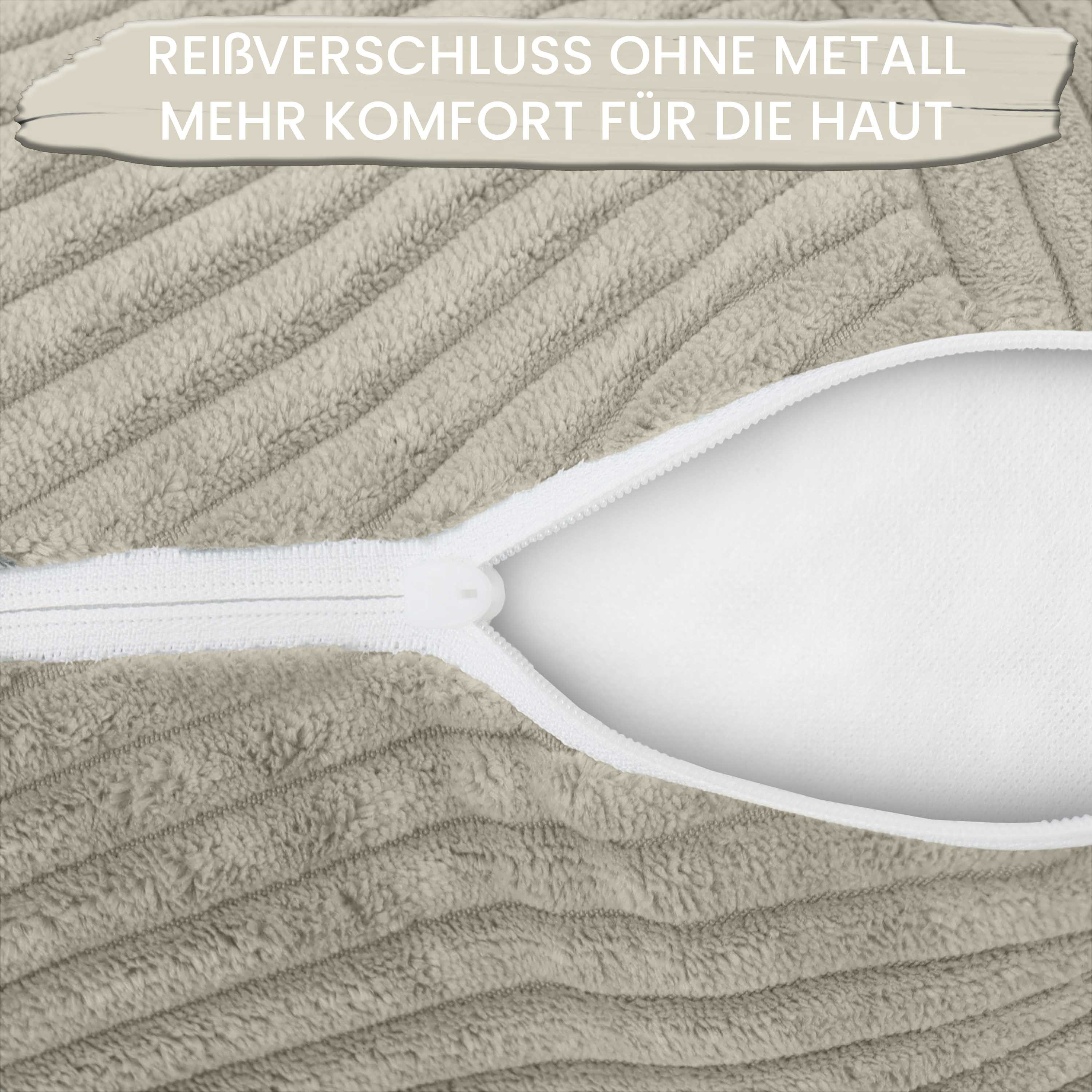 Amilian Dekokissen Sofakissen 40x40 2er Set mit Füllung und Bezug - Cord-Optik, Reißverschluss, formstabil, 2 Stück