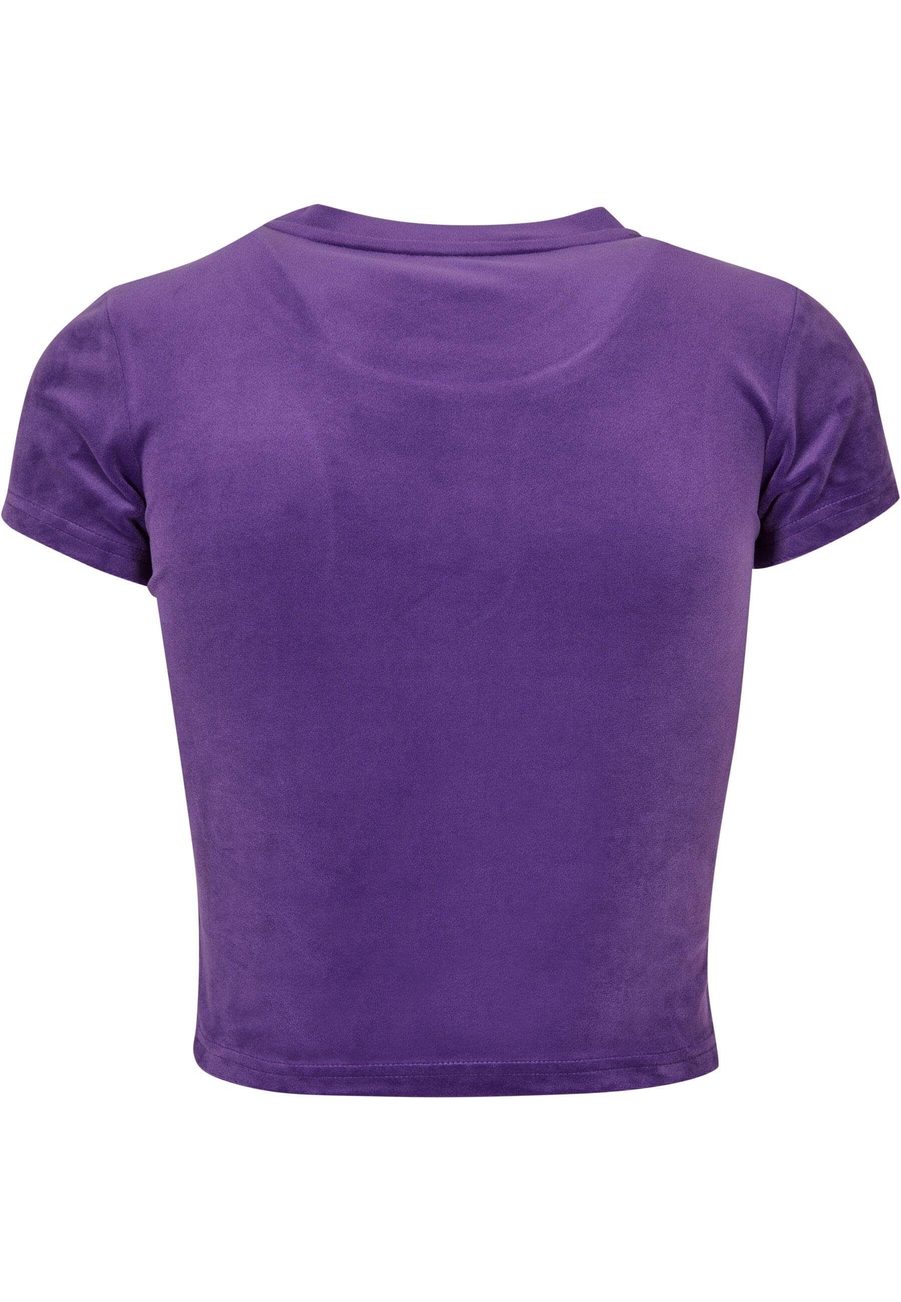 URBAN CLASSICS Langarmshirt Damen Tee realviolet Short Ladies Velvet (1-tlg)