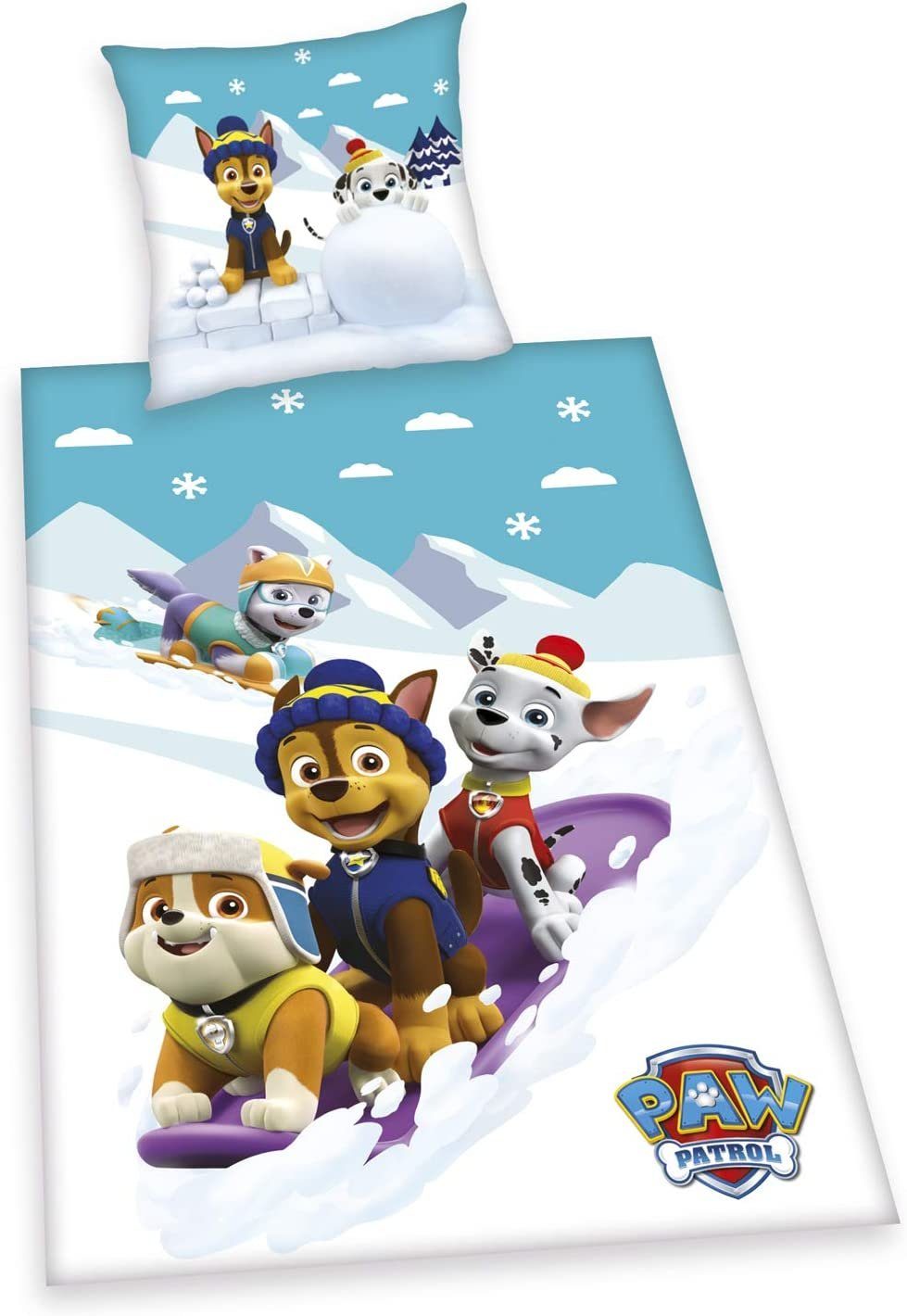 Herding Bettwäsche Paw Patrol Bettwäsche Flanell Aktion 135 x 200 cm, Baumolle, 2 teilig, Bettbezug Kopfkissenbezug Set kuschelig weich hochwertig