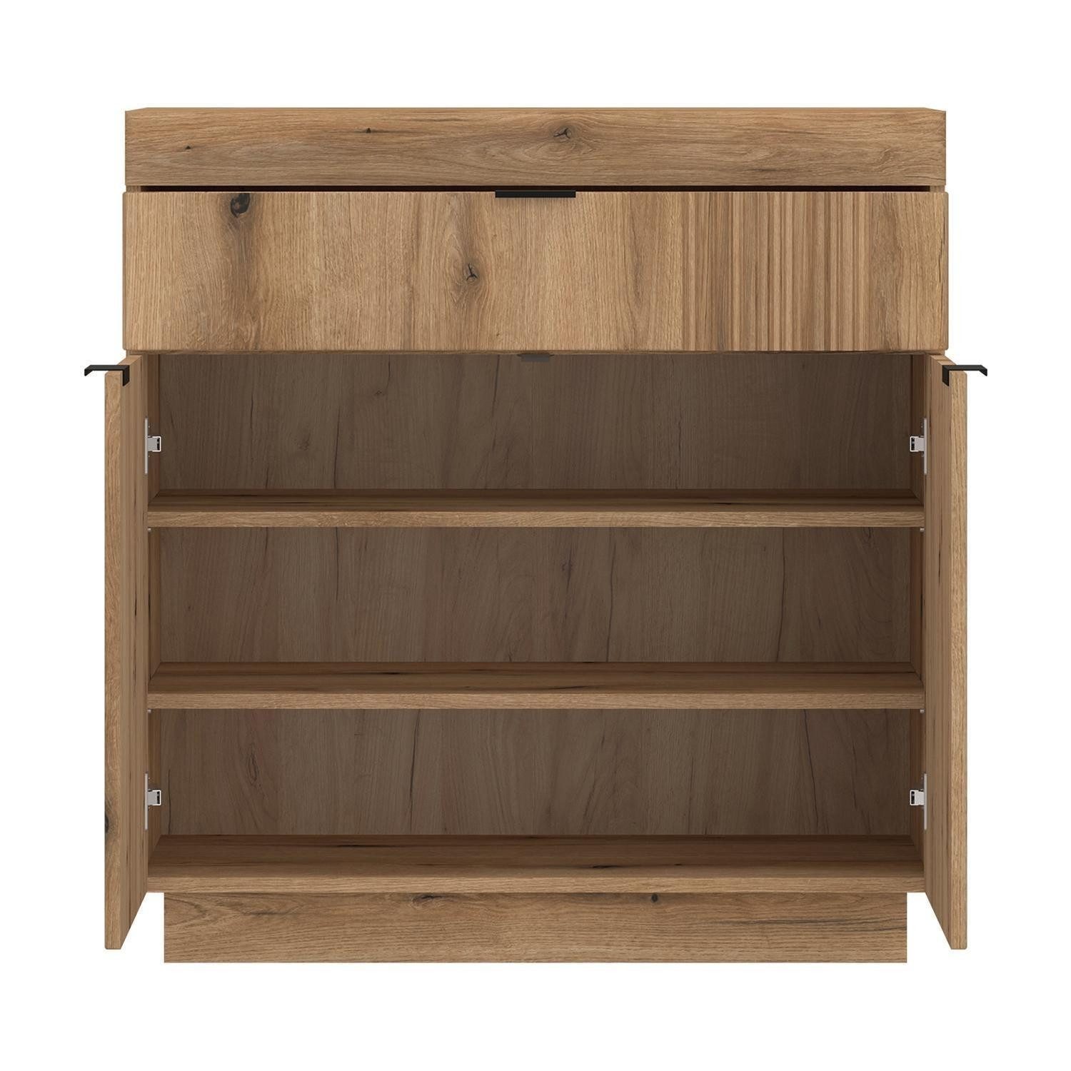 Meble Wójcik Schuhschrank DELAMAR, Coast Evoke Eiche Dekor, MDF, 2 Türen, 1 Schublade, Soft-Close-Funktion, B 88 x H 93 x T 40 cm