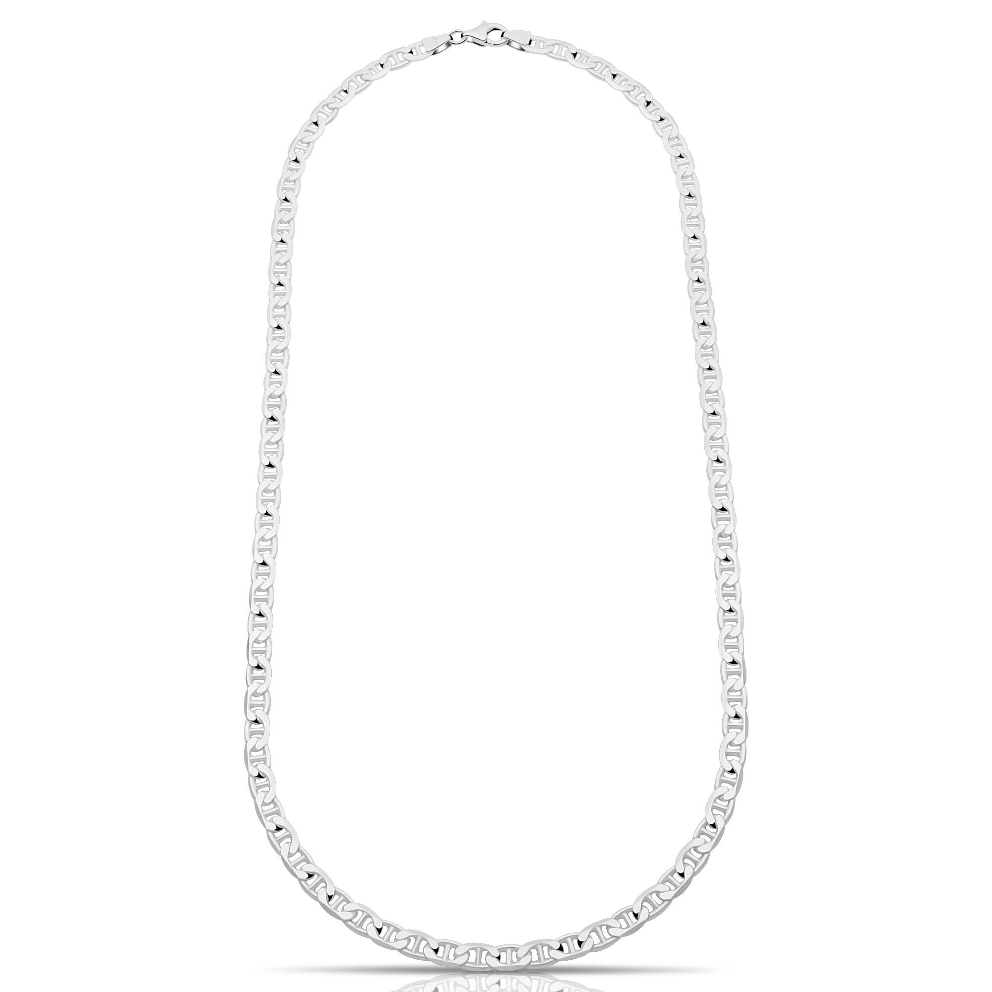 Tony Fein Silberkette Stegpanzerkette 4,5mm 925er Silber Massiv Diamantiert, Made in Italy