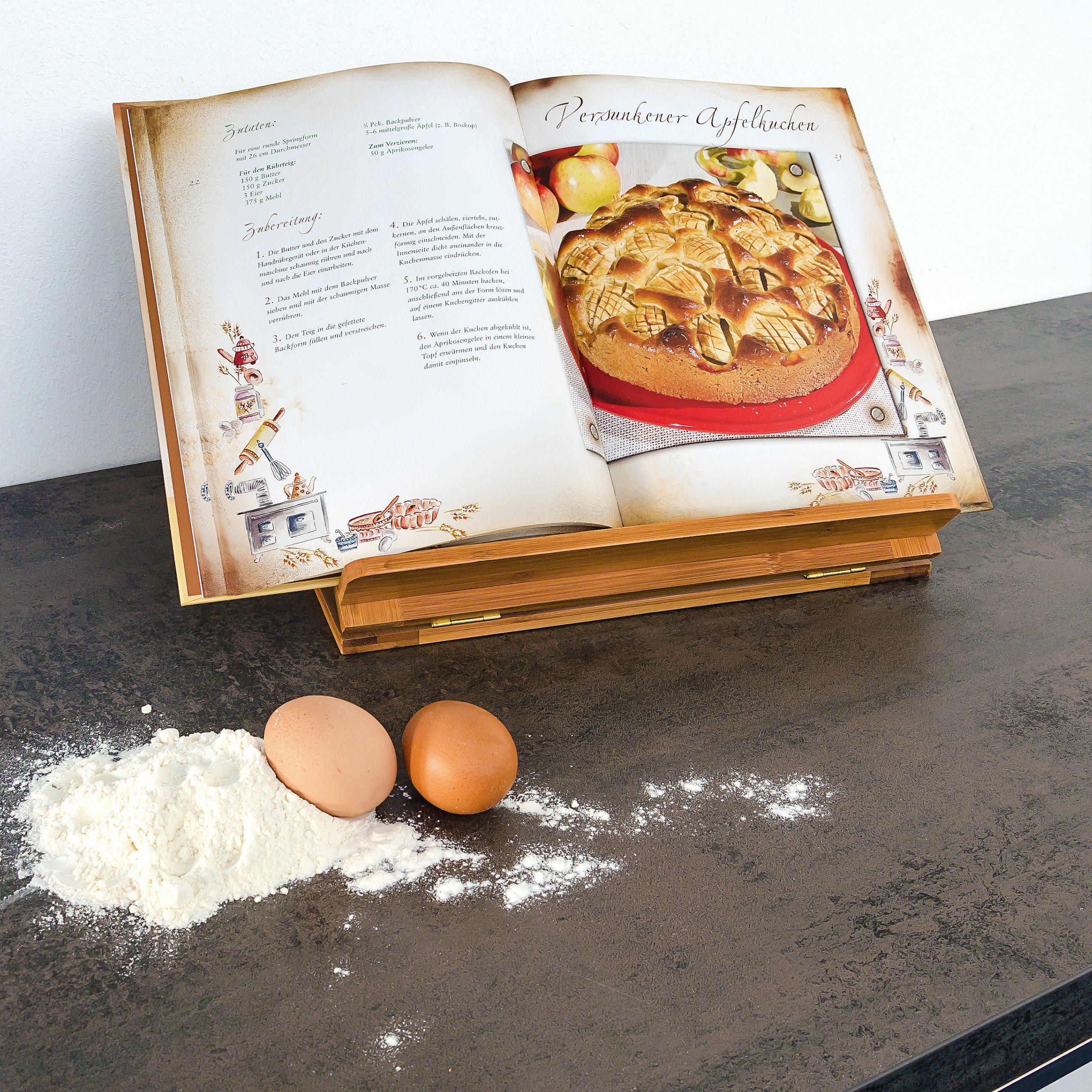 relaxdays Kochbuchhalter Kochbuchständer Bambus verstellbar