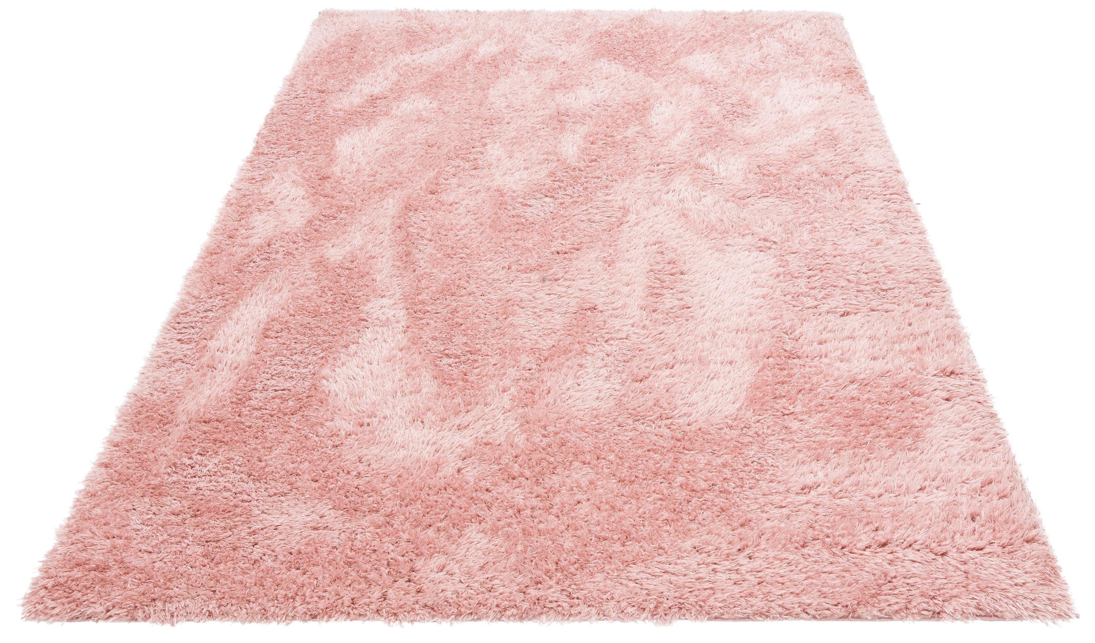 Hochflor-Teppich Boldo, my home, rechteckig, Höhe: 50 mm, besonders weich durch Microfaser, Shaggy Teppich rosa