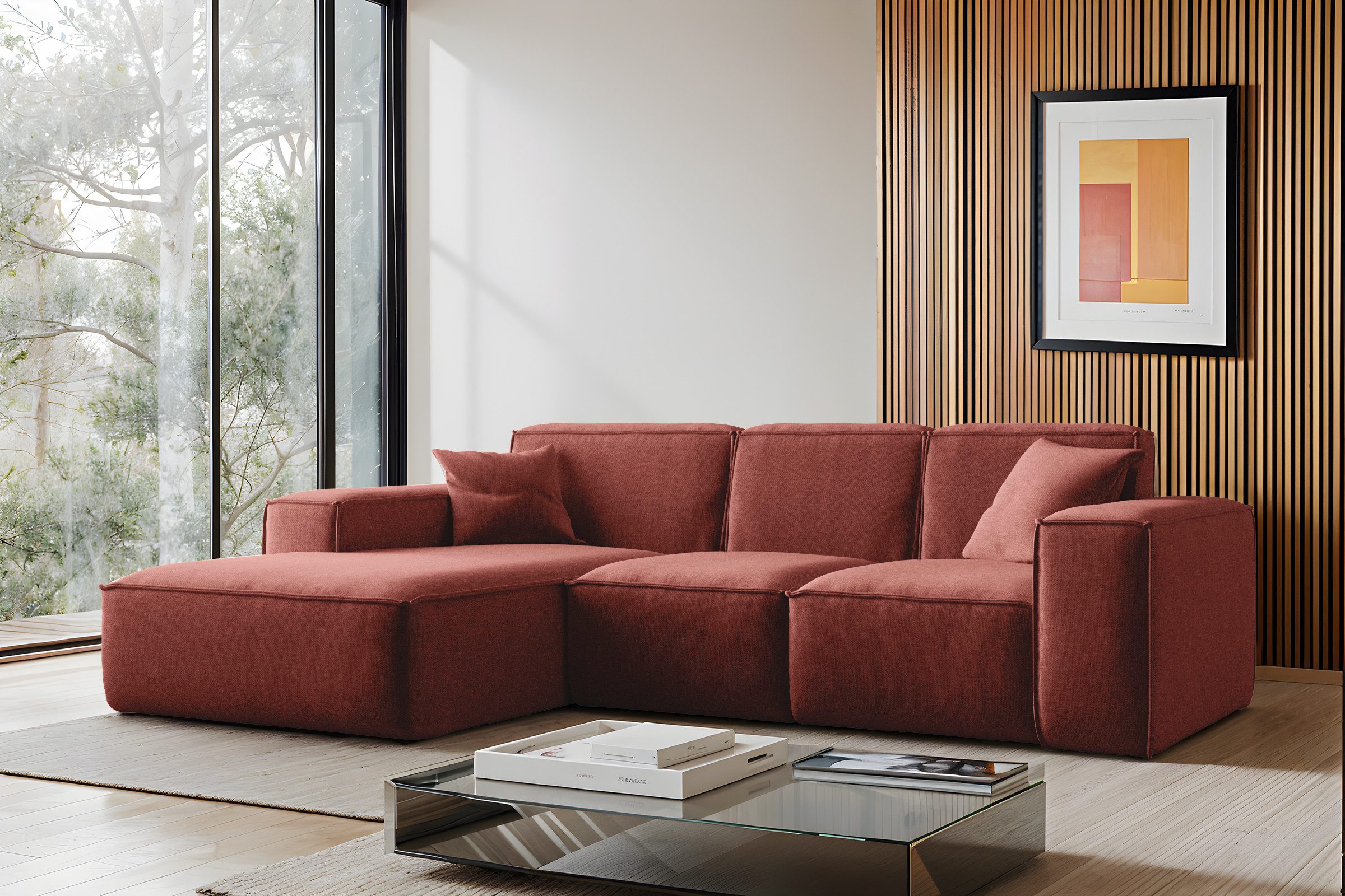 Kaiser Möbel Ecksofa Eckcouch SIENA L-Form, Stoff Poso/Salvador/Maloy/Artico/Velo, Einzelsofa, Bequem, originelles Design, praktisch, viele Farben