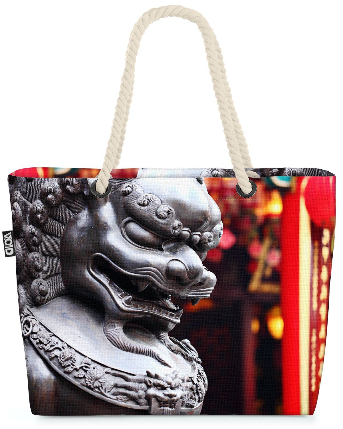 VOID Strandtasche (1-tlg), Chinesischer Löwe Statue Deko China chinese china löwe steine asiatis