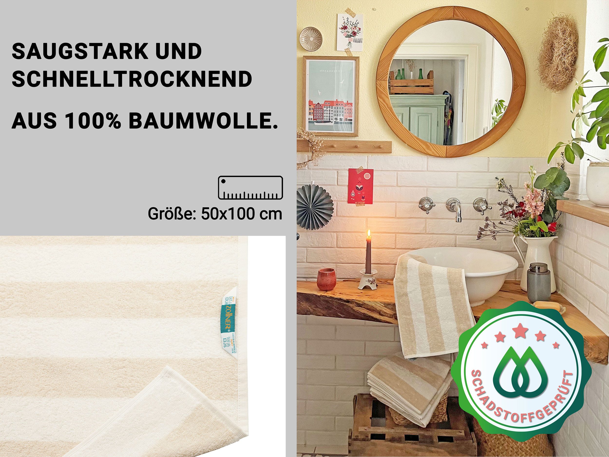 ZOLLNER Handtücher, Walkfrottier (4-St), 50 x 100 cm, 100% Baumwolle, vom H günstig online kaufen