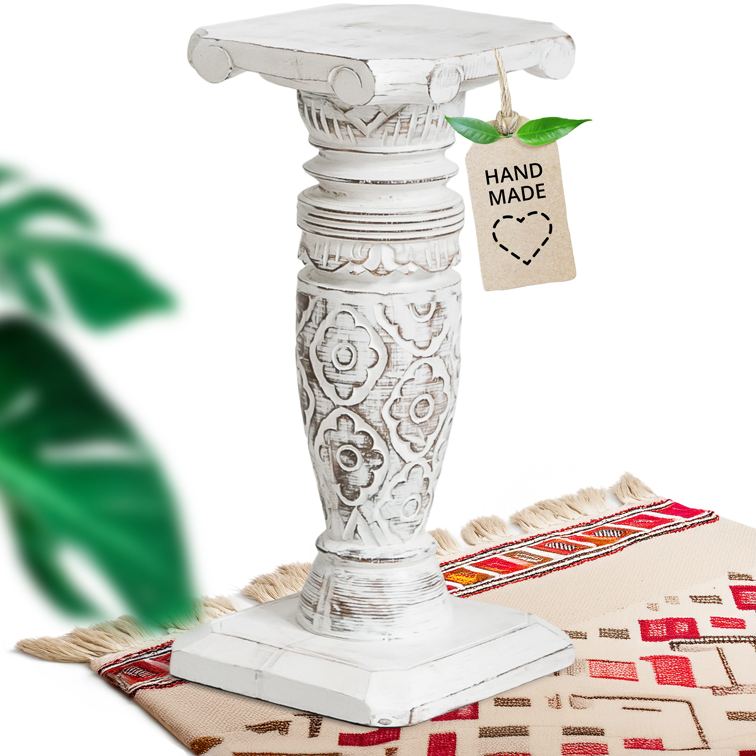 livasia Dekosäule Balinesische Säule aus Holz gemustert, handgefertigt, antik