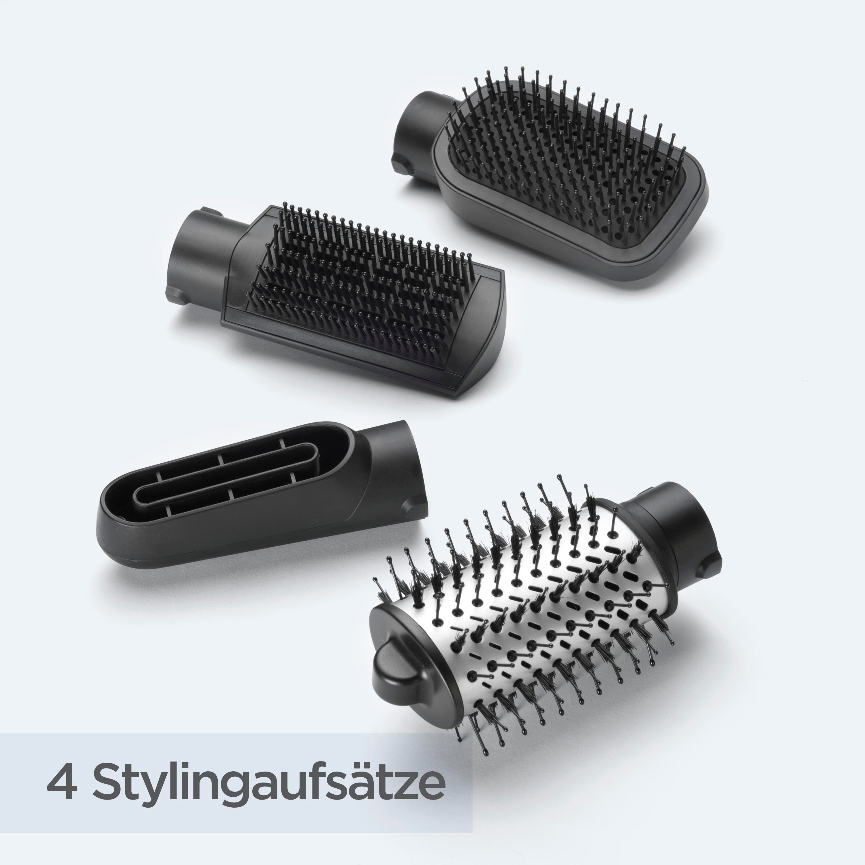 BaByliss Warmluftbürste BaByliss Hydro Fusion Smooth & Shape 4-in-1 Warmluftbürste, AS774E, Rundbürstenföhn mit Dual-Ionen für Anti-Frizz & 4 Aufsätzen, 1000W