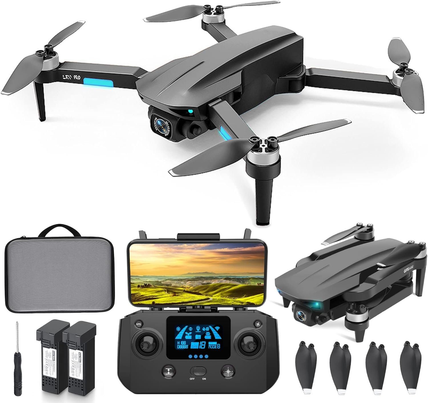 HHD Drohne (Kamera für Erwachsene Anfänger mit40 Minuten Flugzeit,Auto Return Home)