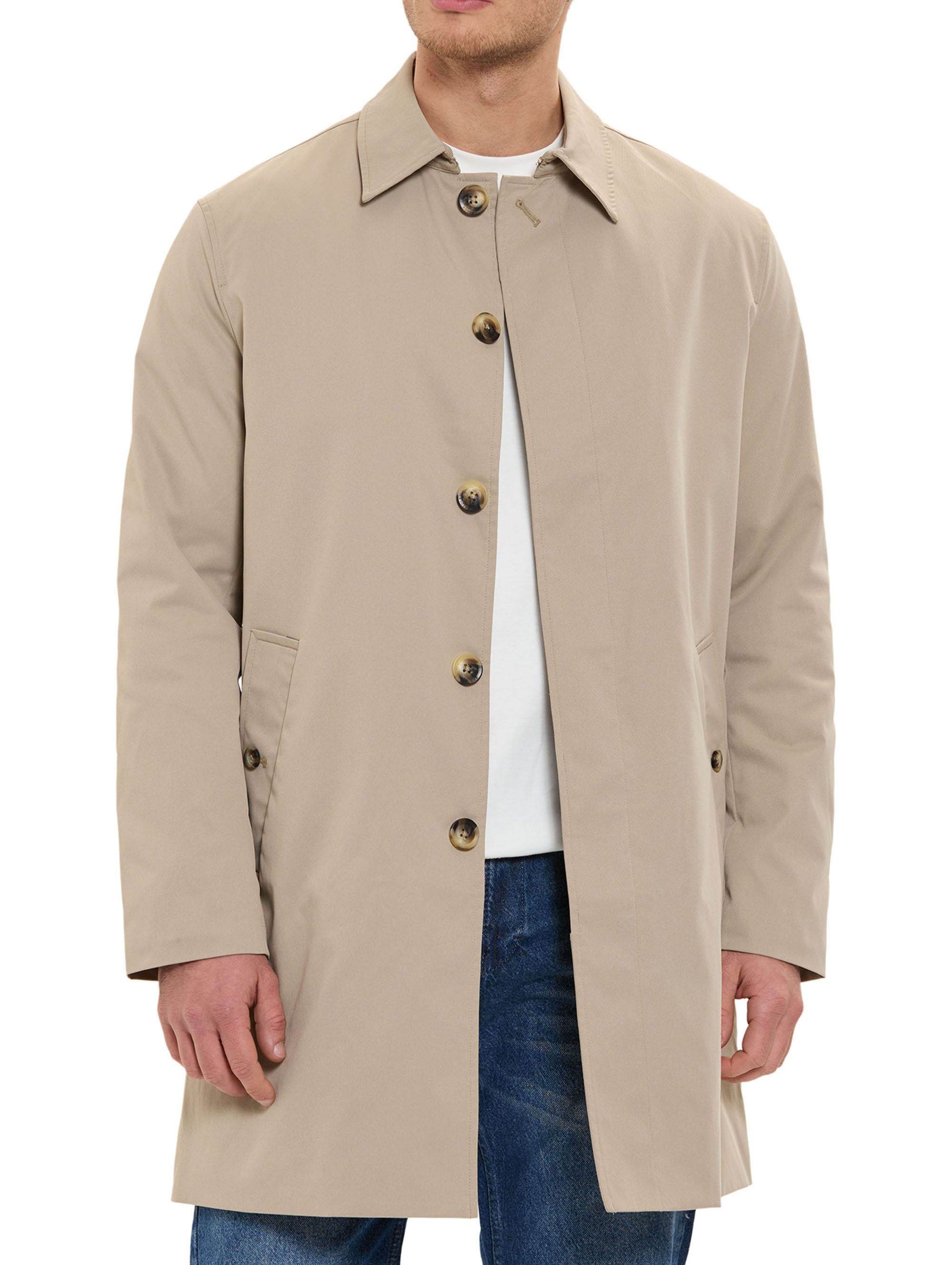 RED BRIDGE Kurzmantel mit Hemdkragen und Knopfleiste Casual Look Gerade Passform, seitliche Eingrifftaschen, minimalistisches Design