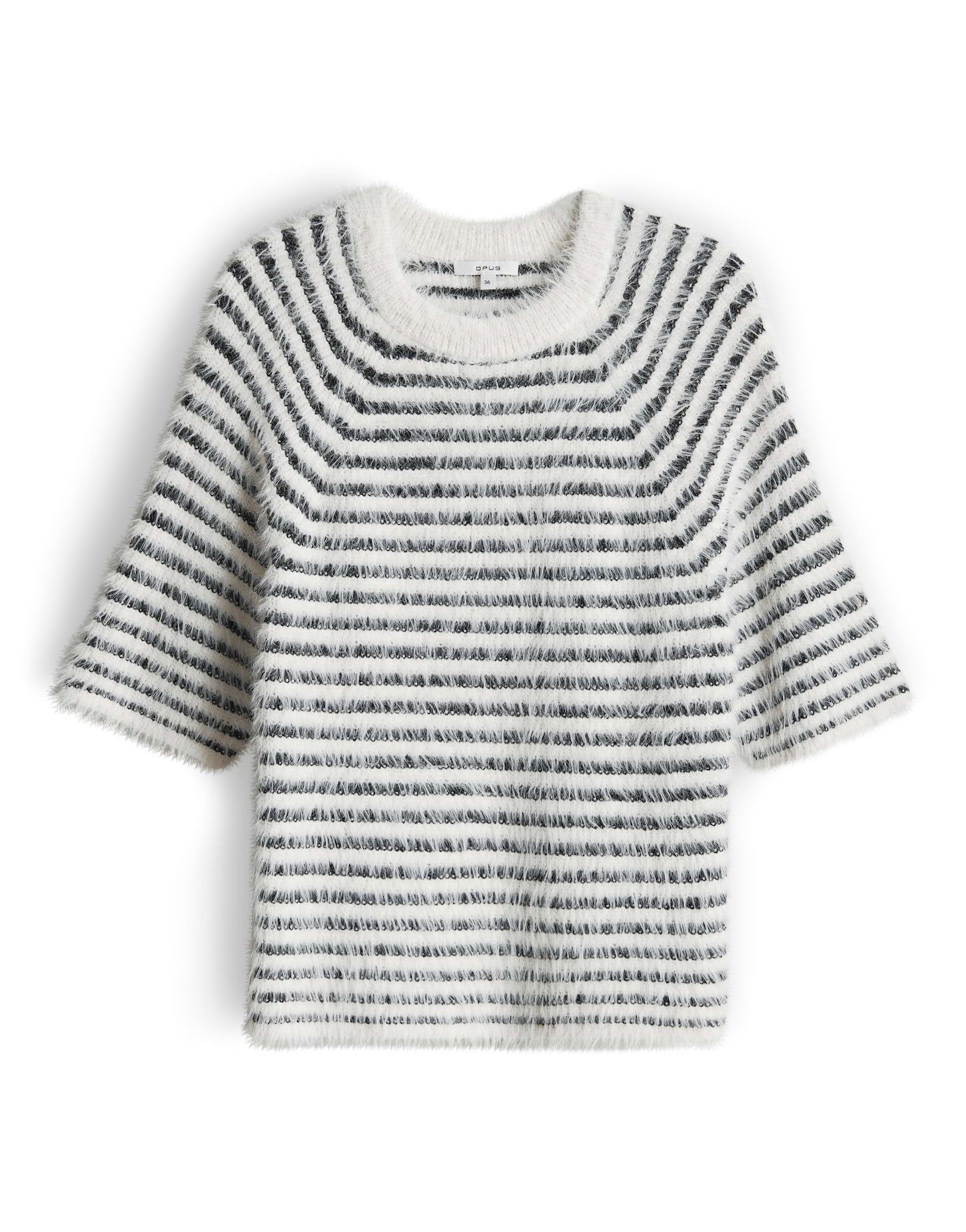 OPUS Kurzarmpullover PAIRY mit Streifenmuster Lockere Passform, gerader Schnitt, Halbarm, Raglan, Rundhalsausschnitt
