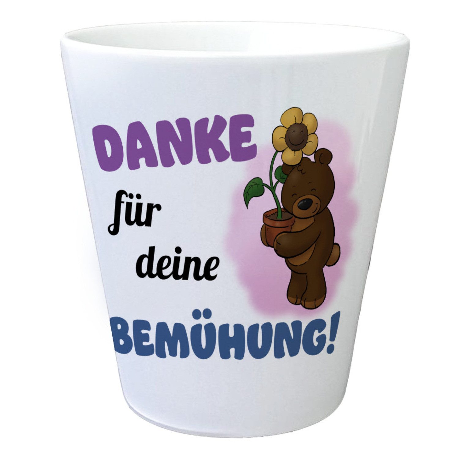 Blumentopf Danke für deine Bemühung Blumentopf mit niedlichem Bären