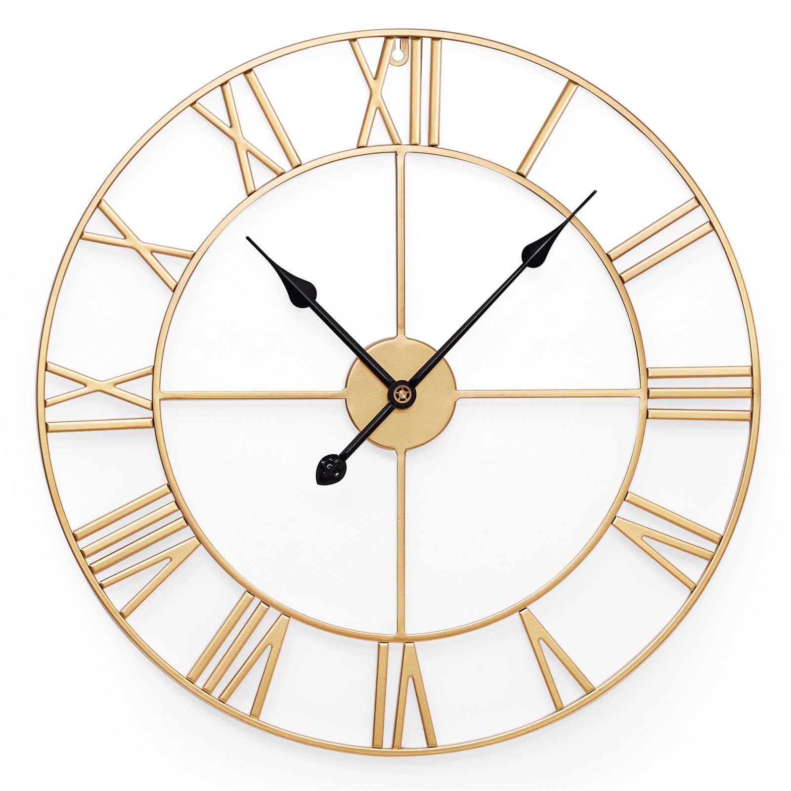 Yorbay Wanduhr Große XL aus Metall,Wohnzimmeruhr mit Romischer Ziffern Vintage (Wanduhr 60 cm für Wohnzimmer, Schlafzimmer, Küche, Restaurants)
