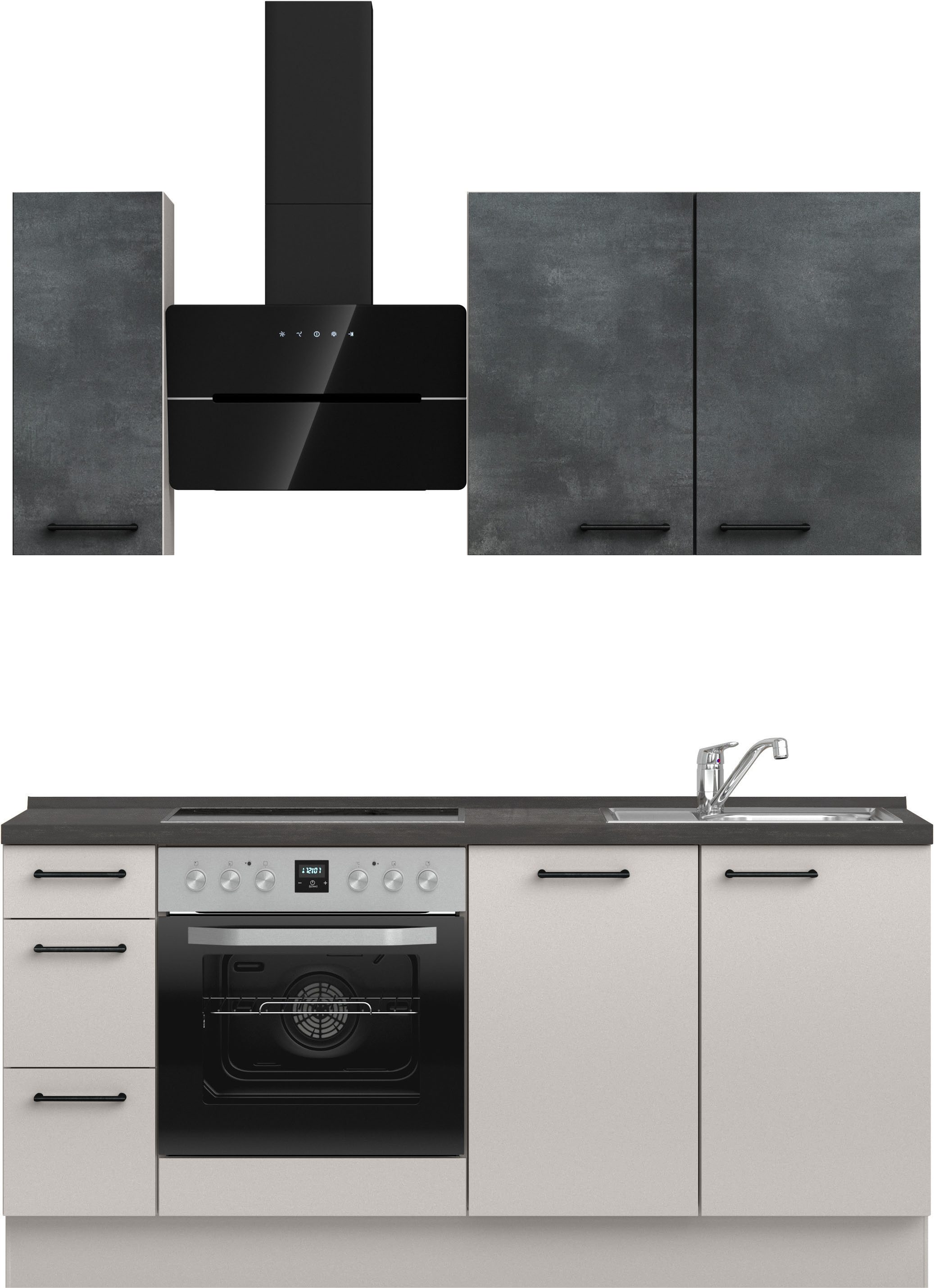 nobilia® Küchenzeile "MIAMI", NEU: individuell anpassbar mit gratis Profi-Beratung, vormontiert, Breite 180 cm, Ausrichtung wählbar, wahlw. mit E-Geräten