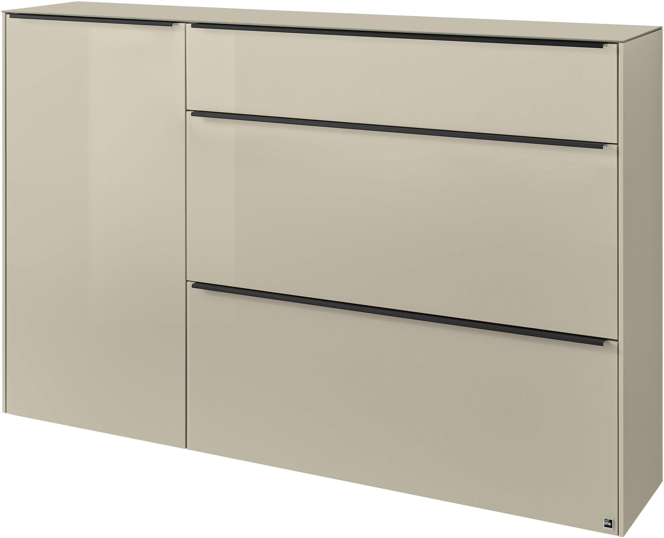 set one by Musterring Sideboard reno-Dielen (1 St), 1 Schubkasten, 2 Klappen, 1 Tür, Glasfronten in 2 Farben, 160 x 104 cm