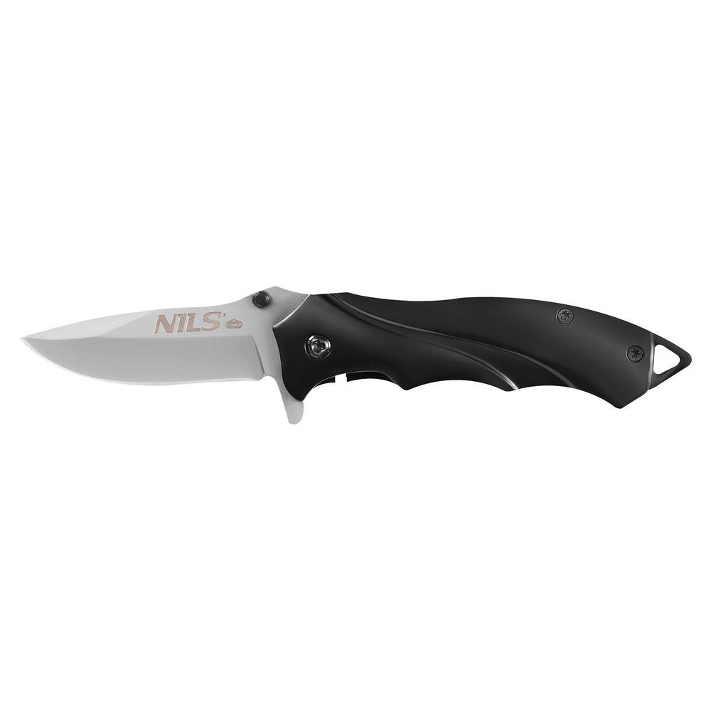 NILS CAMP Fahrtenmesser Klappmesser Einhandmesser Outdoormesser, (Spar-Set, 1 St., 16 x 2 cm leicht), Einhandöffnung, Liner Lock, Drop-Point, rostfrei
