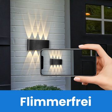 ZMH LED Wandleuchte Außenwandleuchte Schwarz Up Down 7W Wandstrahler Wand Treppenhaus, ‎Energieeffizient, LED fest integriert, 3000k, IP65 Wasserdicht Außenleuchte Flur, Hauswand Leuchten