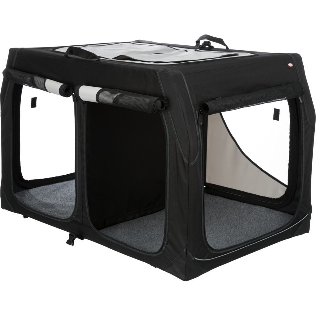 TRIXIE Hunde-Transportbox Hundebox Vario Double - schwarz/grau - 91 × 60 × 61/57 cm