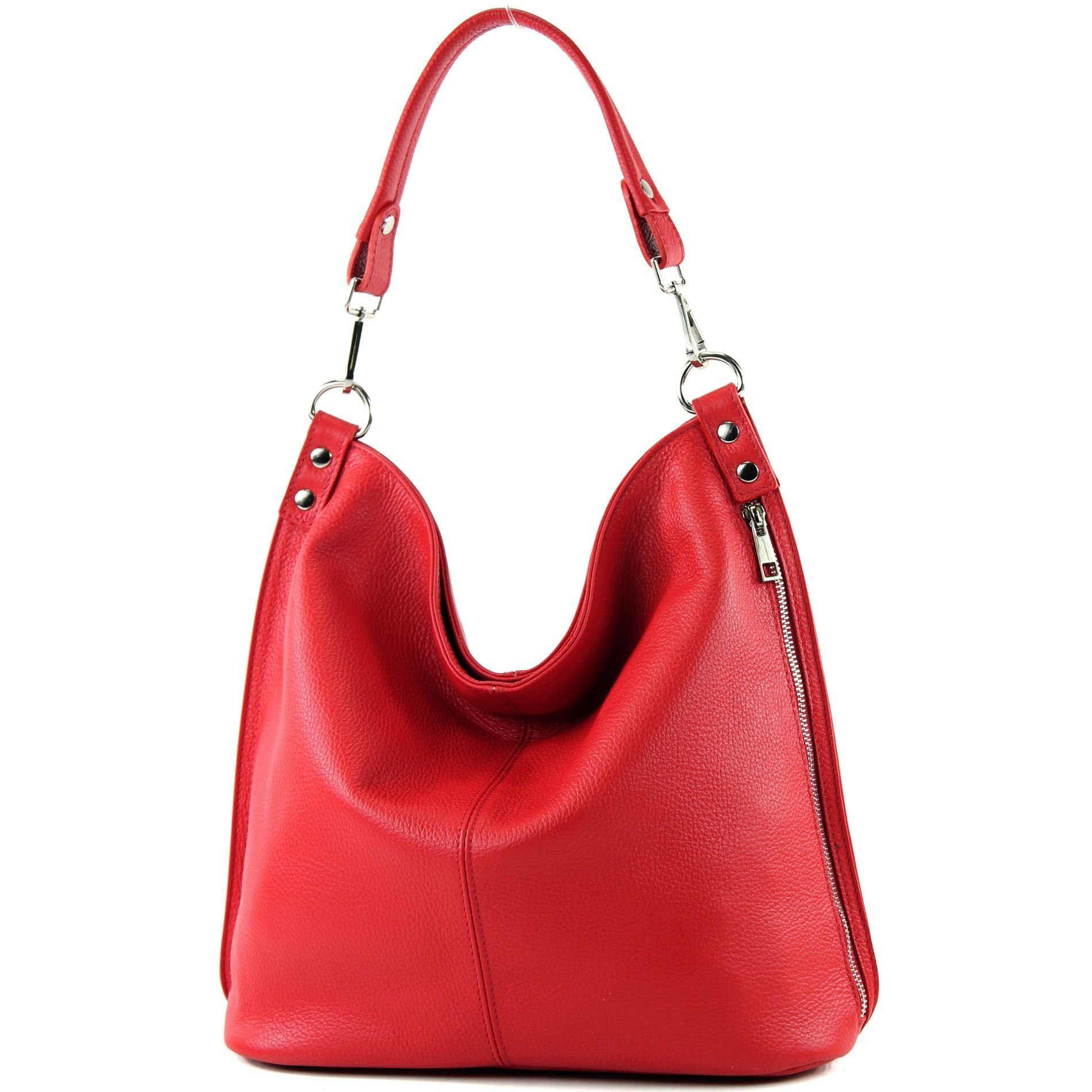 modamoda de Rot Handmade T177, Schultertasche Echtleder in Italy