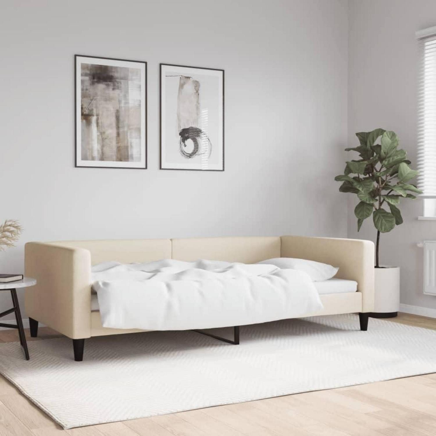 LuxusKollektion Schlafsofa Sofabett Doppelschlafstuhl Stoff Couch 2 100 x 200 ohne Matratze Creme