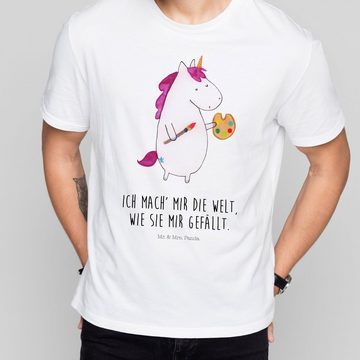 Mr. & Mrs. Panda T-Shirt Einhorn Künstler - Weiß - Geschenk, T-Shirt, Einhorn Deko, Nachthemd (1-tlg)