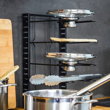 eyepower Küchenregal Pfannen Organizer mit 5 Ablagen Topfdeckel Regal, Küchenhelfer für Schublade