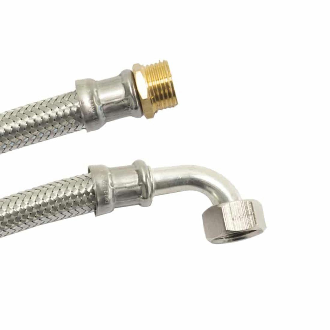 KLASEBO® Flexschlauch Panzerschlauch, Edelstahl, Flexschlauch, DN13, 1/2 Zoll, Edelstahlumflechtung