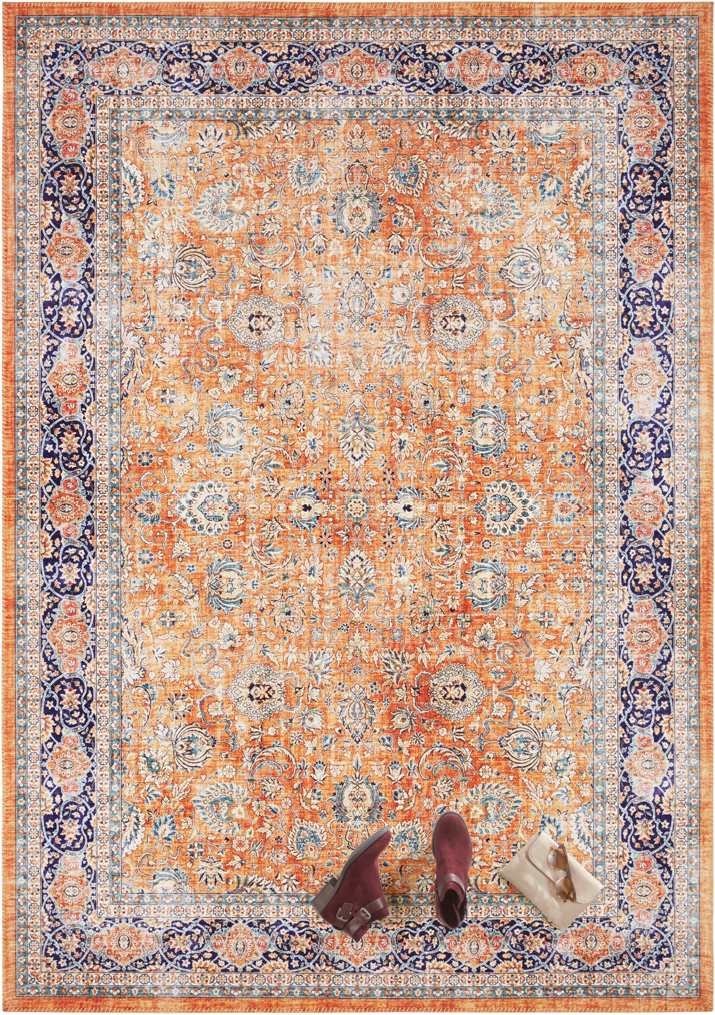 ELLE DECORATION Teppich Keshan Maschad, rechteckig, Höhe: 5 mm, Orientalisch, Läufer, Kurzflor, Vintage, Wohnzimmer, Schlafzimmer