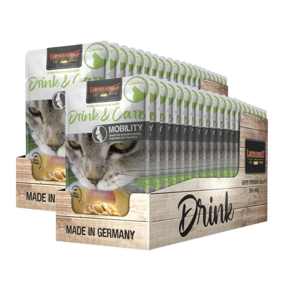 Leonardo Catfood Drink Care Mobility - zur Förderung der Gelenkfunktion 2x20x40g, Nassfutter für: Katzen