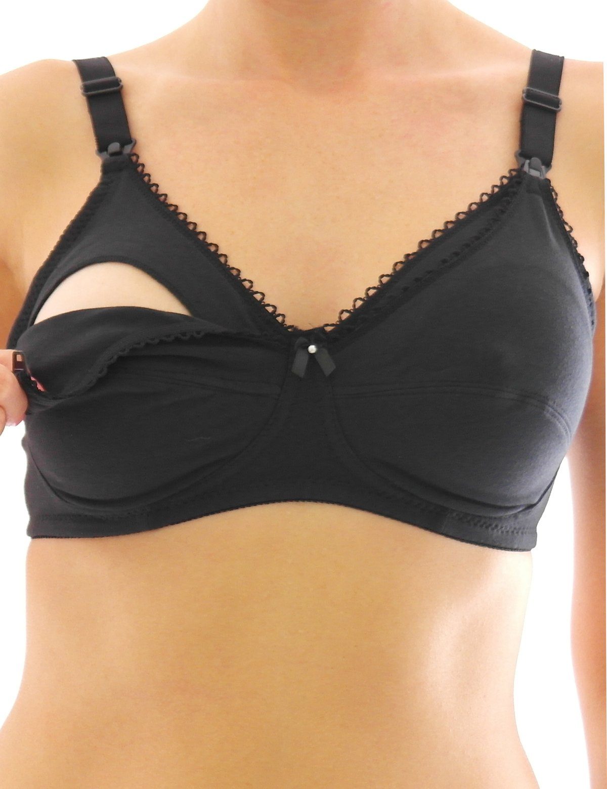 YESET Still-BH Still-BH Clip ohne Bügel Baumwolle still BH Büstenhalter schwarz (1-tlg) Rückenverschluß