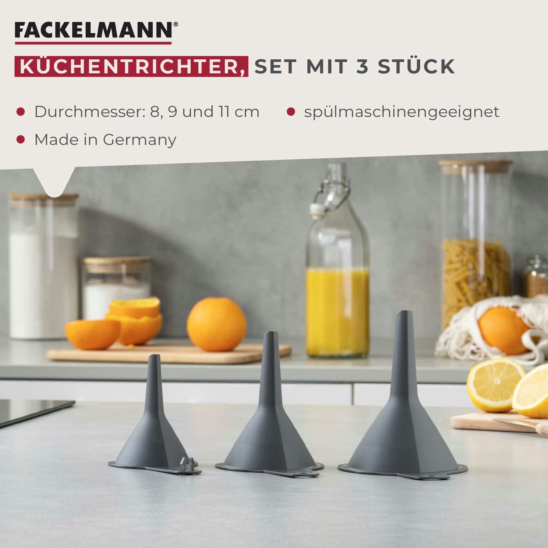 FACKELMANN Trichter Set, Küchentrichter, Universaltrichter, Fülltrichter, Einfüllhilfe