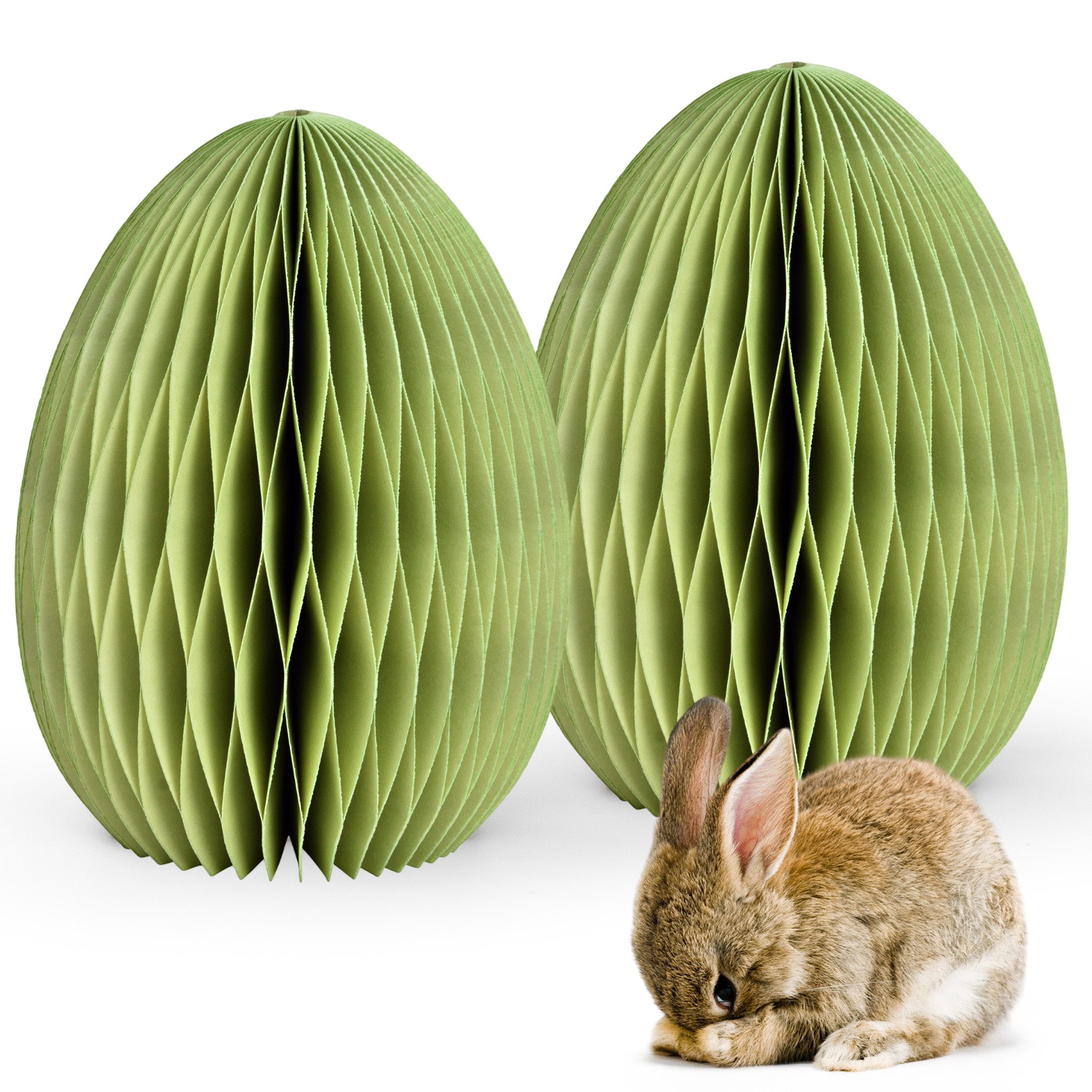 matches21 HOME & HOBBY Dekofigur Osterdeko Ostereier zum Hinstellen hellgrün 2er Set Dekofiguren (2 St), Ø 11 x 15 cm als Frühlingsdeko aus Papier