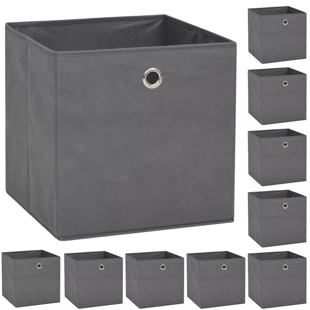 Aufbewahrungsbox Aufbewahrungsboxen 10 Stk Vliesstoff 32 x 32 x 32 cm Grau