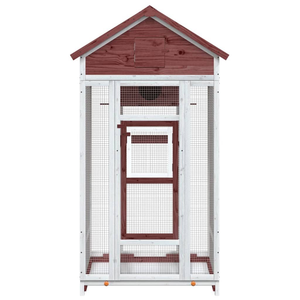 vidaXL Voliere, Mokka 91,5x53x170 cm Massivholz Kiefer