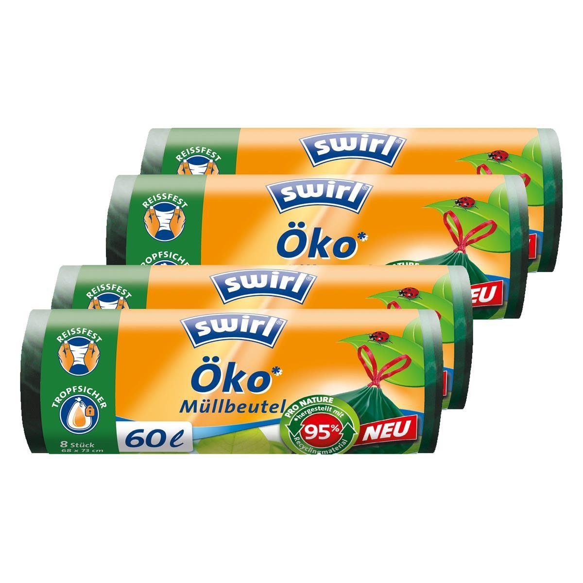 Swirl Müllbeutel Swirl Öko Müllbeutel 60L 8 stk./ Rolle mit Zugband (4er Pack)