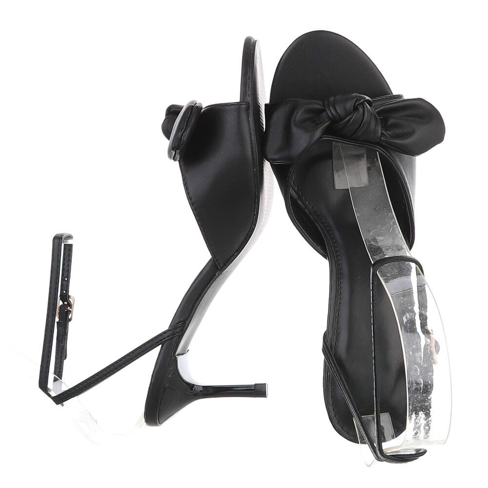 Ital-Design Damen Sandalette mit Schleifendetail und T-Steg Sandalette (91849072) Pfennig-/Stilettoabsatz Sandalen & Sandaletten in Schwarz
