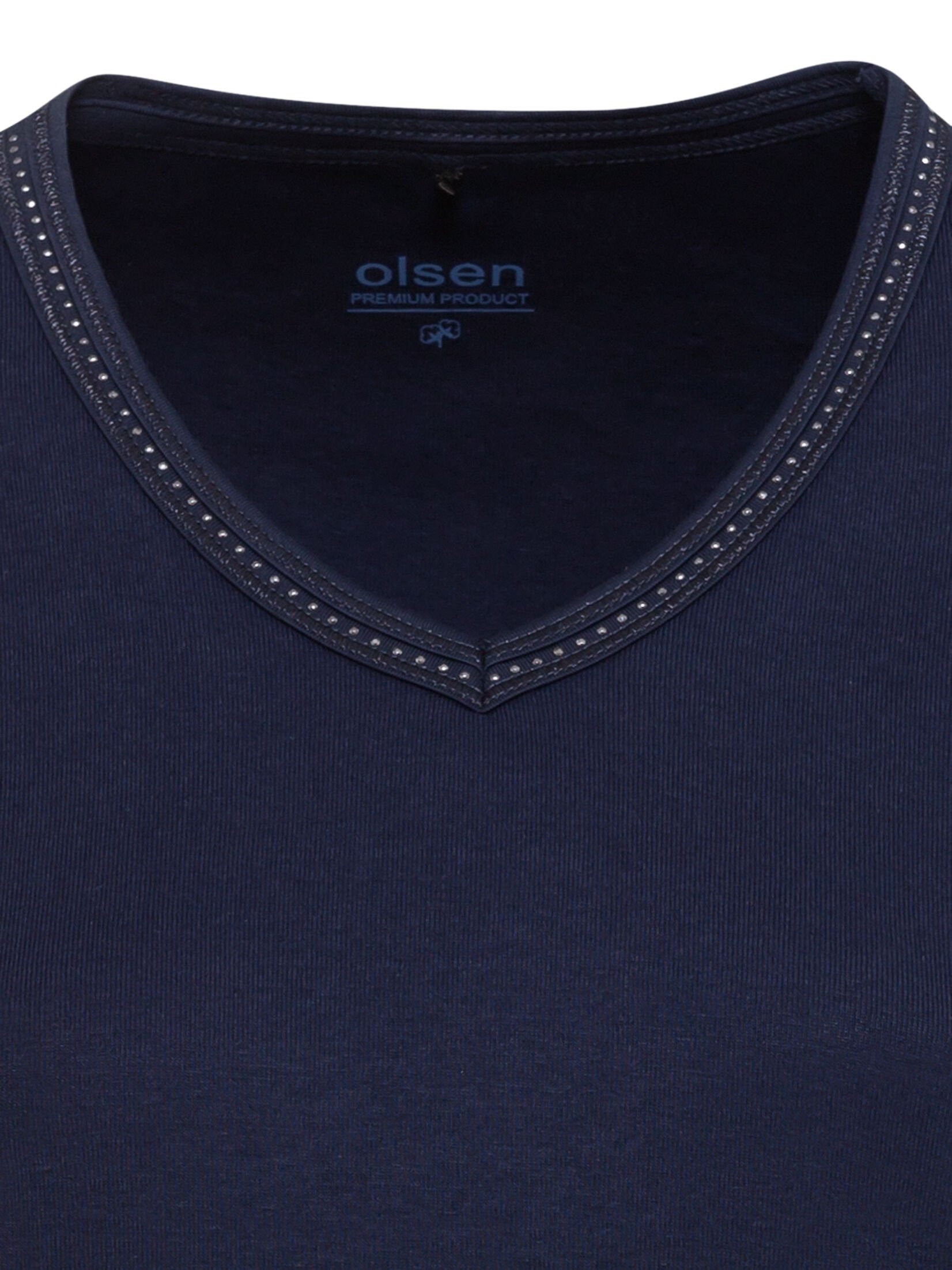 Olsen V-Shirt mit Dekosteinen Power Navy