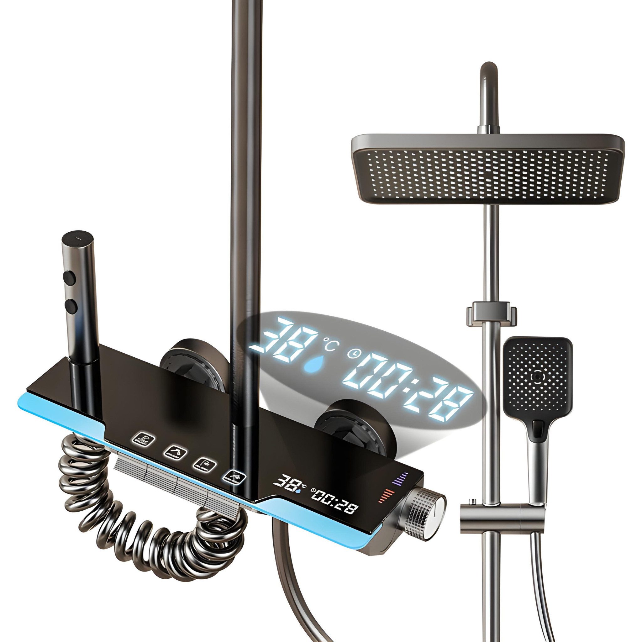 LuxaSteel Duscharmatur Duschsystem mit LED Display & Thermostat – Regendusc günstig online kaufen