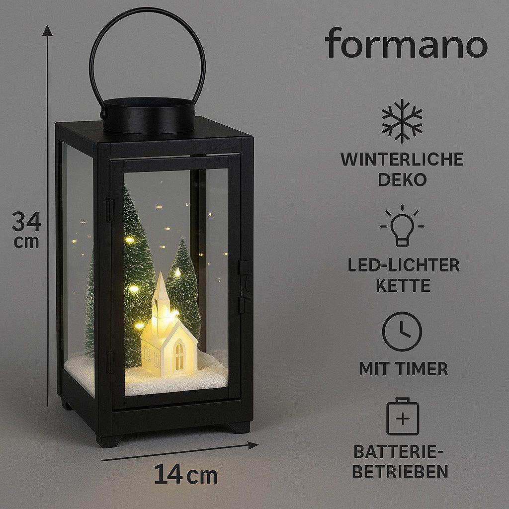 formano LED Laterne Weihnachten 34 cm Winterdeko mit Beleuchtung & Timer un günstig online kaufen