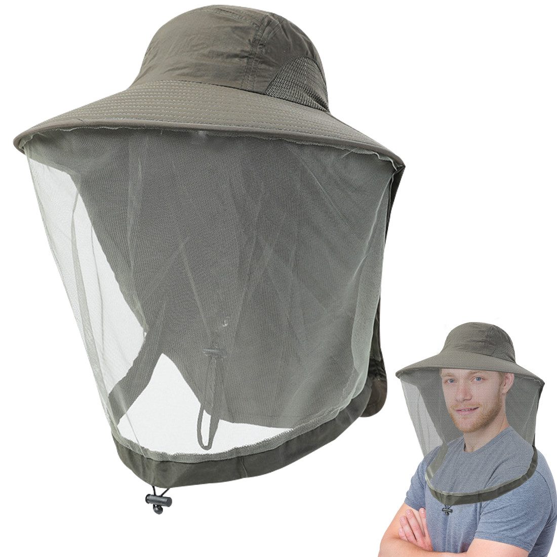 ZEUOPQ Sonnenhut Moskitonetz-Kopfhut Fischerhut Mit Unsichtbarem Netzgewebe (1-St) Netzmaske, Fischerhut, Sonnenschutz