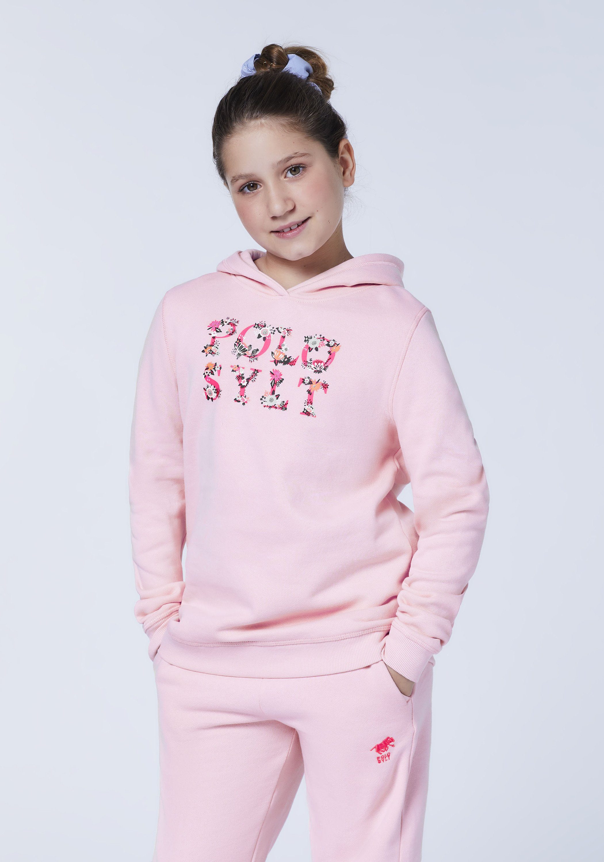 Polo Sylt Sweatshirt mit floralem Logodesign 13-2806 Pink Lady