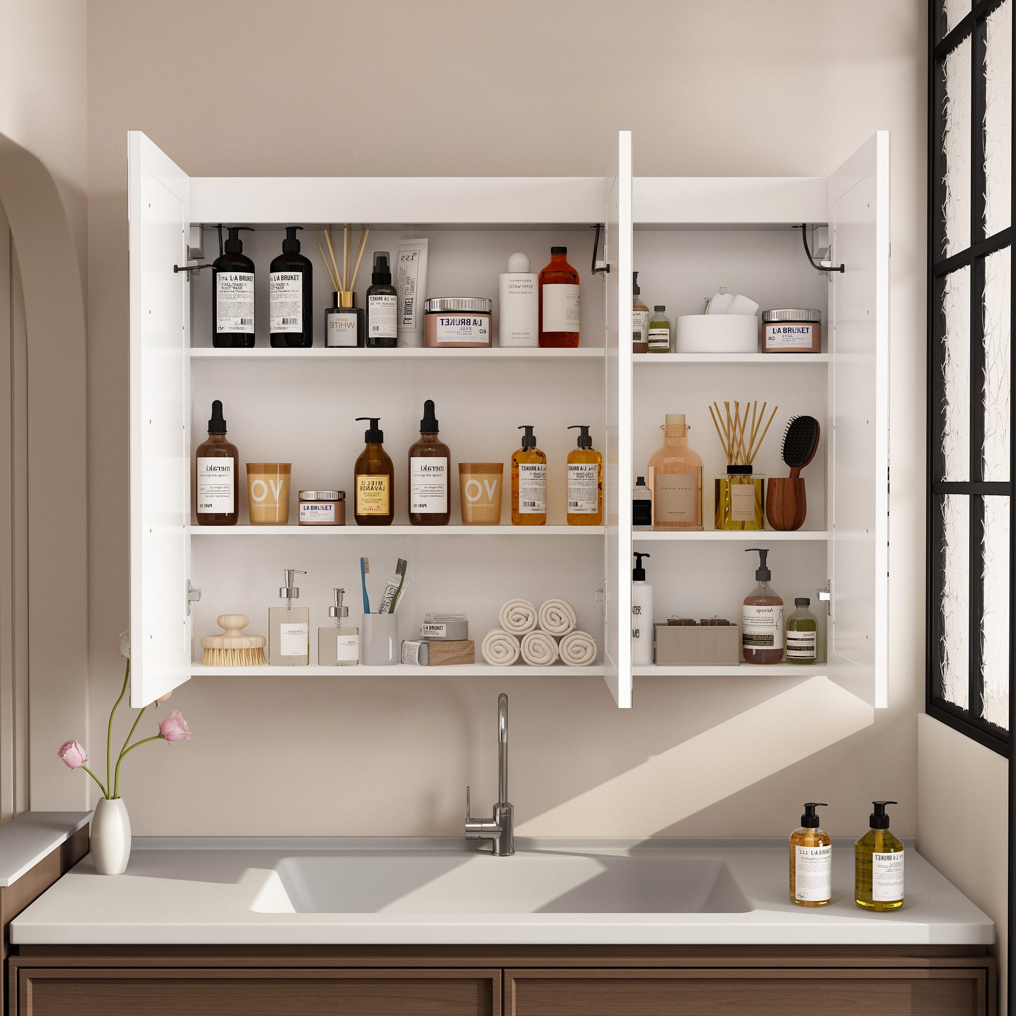 FUFU&GAGA Badezimmerspiegelschrank 120*13*90 cm, weiß, Glas günstig online kaufen