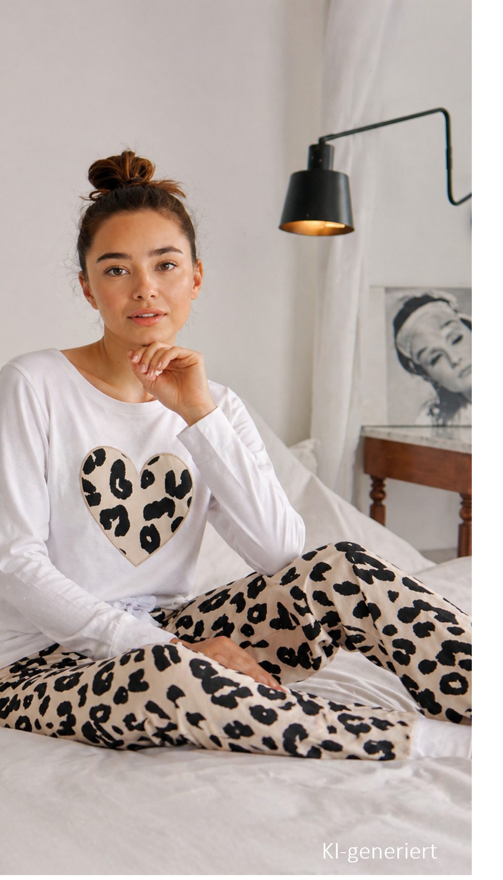 Louis & Louisa Pyjama Louis & Louisa Pyjama weiß mit Leo-Herz/allover Bündchenhose