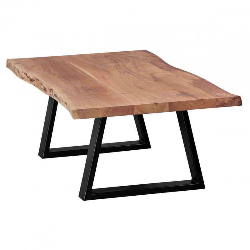 FINEBUY Couchtisch FB43702 (Massivholz Akazie 115x40x60cm, Tisch mit Baumkante), Großer Wohnzimmertisch, Sofatisch Kaffeetisch