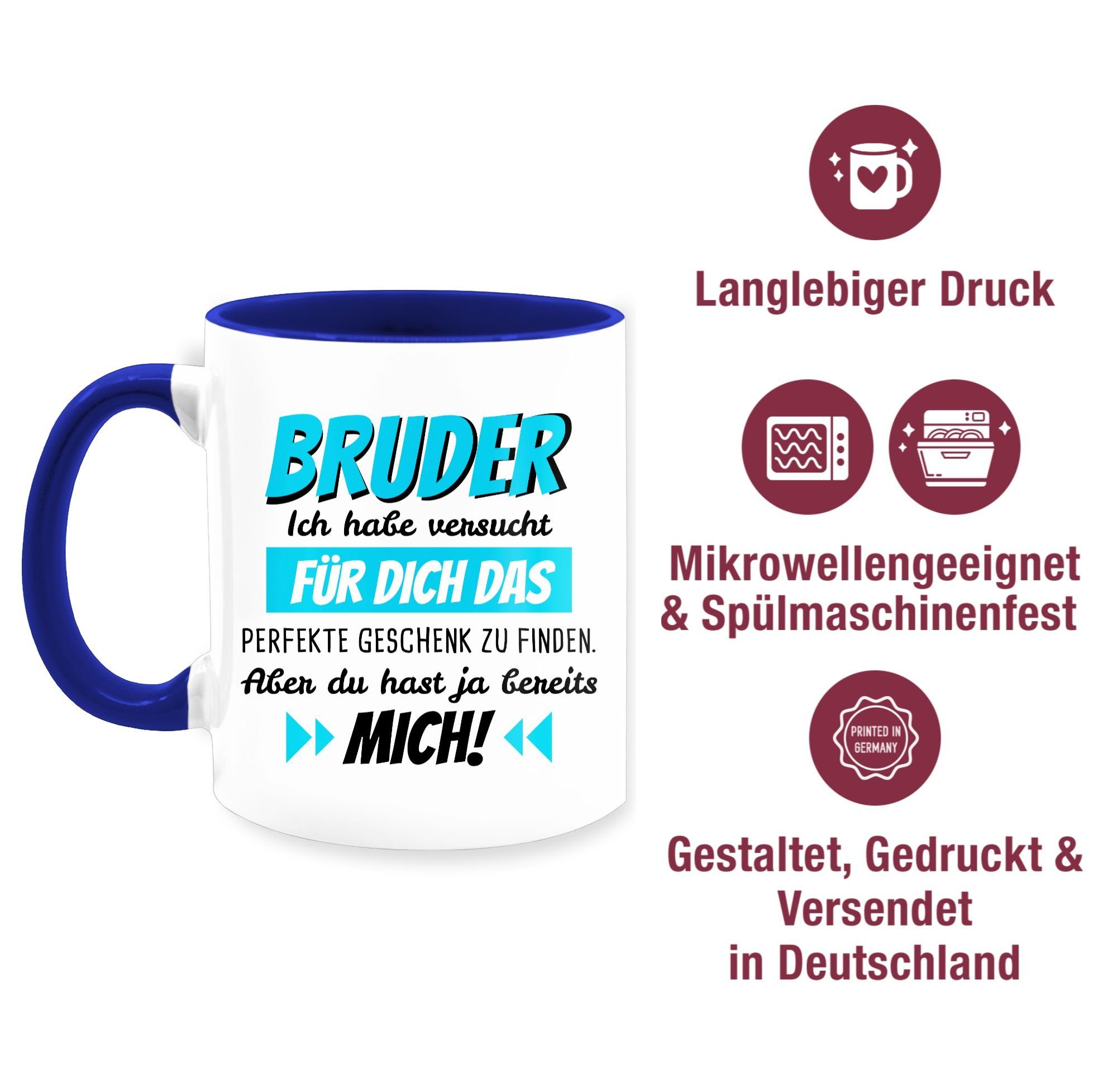 versucht das 2 zu für Tasse Keramik, Bruder Dunkelblau habe finden, Ich Bruder Shirtracer dich Geschenk